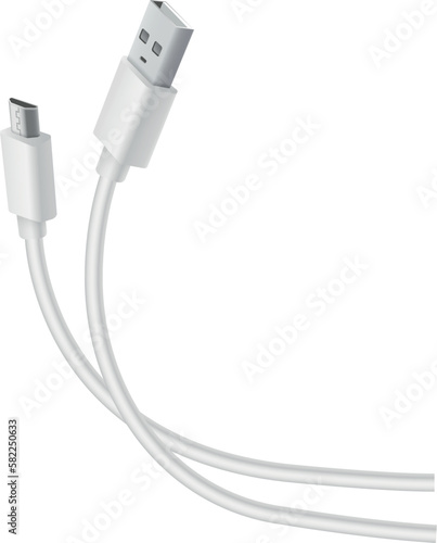 white cables USB + micro USB