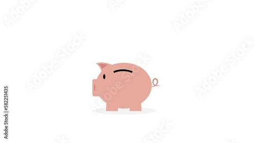 Money saving concept. Dollar coins falling into a piggy bank. making money, business, finance, money.