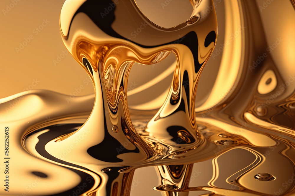 Fluid Melted Liquid Gold Texture. Melted Golden background artistic