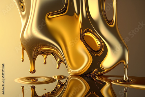 Fluid Melted Liquid Gold Texture. Melted Golden background artistic texture with melted gold Details. Ai generated