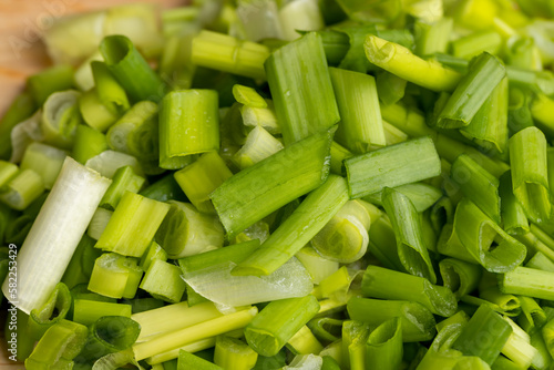 Chopped green onions for use in salads
