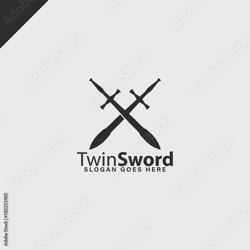 twin swords simple modern logo vector © sipalingPNG