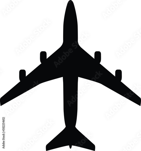 Airplane Boeing 747 silhouette vector illustration.