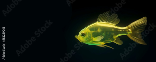 futuristic cyborg fish in glowing light