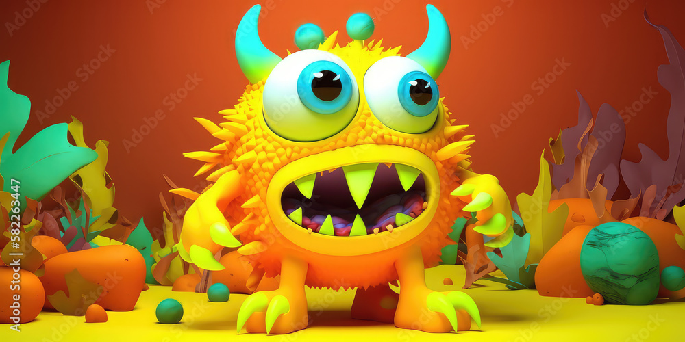 cute 3d monster colorful. Created with Generative Ai Technology cute 3d monster colorful. Created with Generative Ai Technology