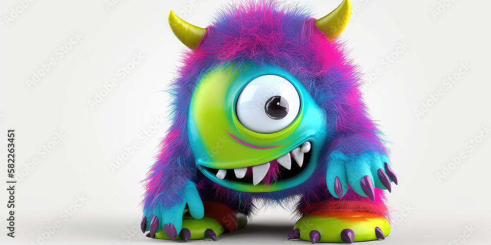 cute 3d monster colorful. Created with Generative Ai Technology