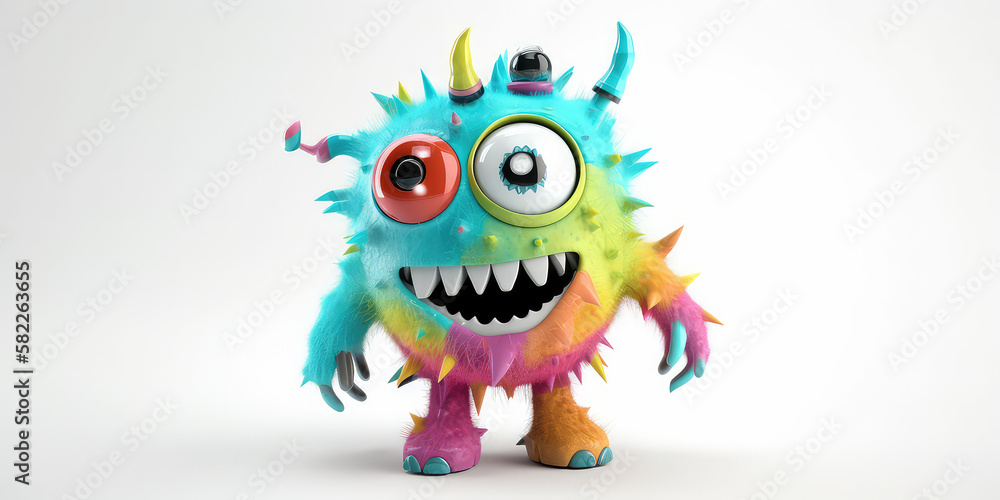 cute 3d monster colorful. Created with Generative Ai Technology cute 3d monster colorful. Created with Generative Ai Technology