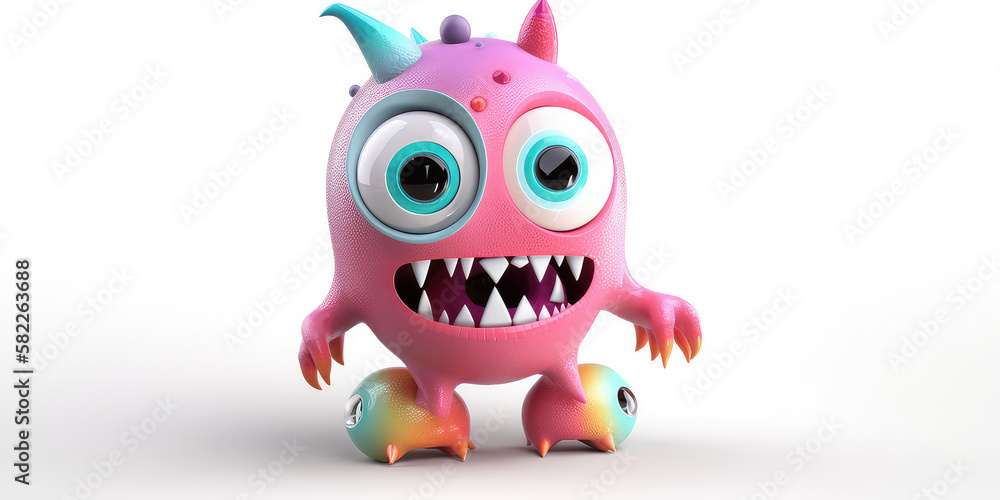cute 3d monster colorful. Created with Generative Ai Technology