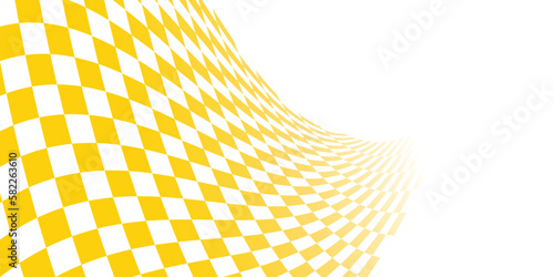 Yellow and white checkered abstract background. Race background with space for text. Racing flag vector illustration. Flag race background. 
