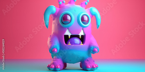 cute 3d monster colorful. Created with Generative Ai Technology