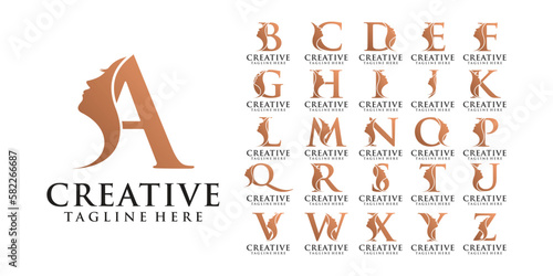 Lashes logo beauty collection with creative element letter concept