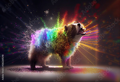 Dog Rainbow Big Color Splash In Cool Style Generative AI photo