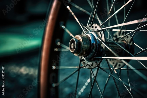Detail of a bike wheel. Generative AI