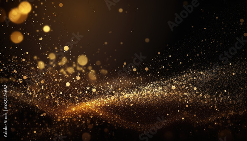 Abstract blur glitter golden lights background. Generative AI