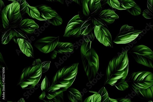 Green basil leaf texture. Generative AI