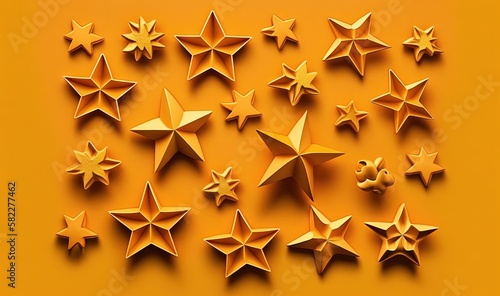  a bunch of stars that are on a yellow surface with a yellow background and a yellow background with a yellow background and a yellow background with a few stars.  generative ai