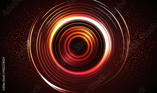  an abstract background with a circular design in red and yellow colors with a black background and a red and white circle in the center of the center. generative ai