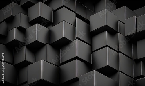  a black background with a bunch of cubes on it's sides and a black background with a bunch of cubes on it's sides.  generative ai