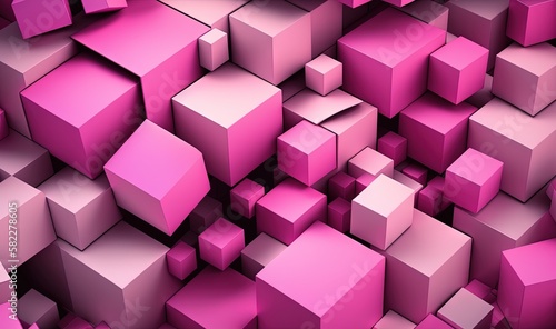  a large group of pink cubes are shown in this image of a computer generated image of cubes in pink and pink tones, with a black background. generative ai