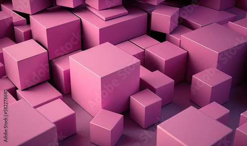  a large group of pink cubes are shown in this image with a purple background and a black background with a red one in the middle of the cubes. generative ai