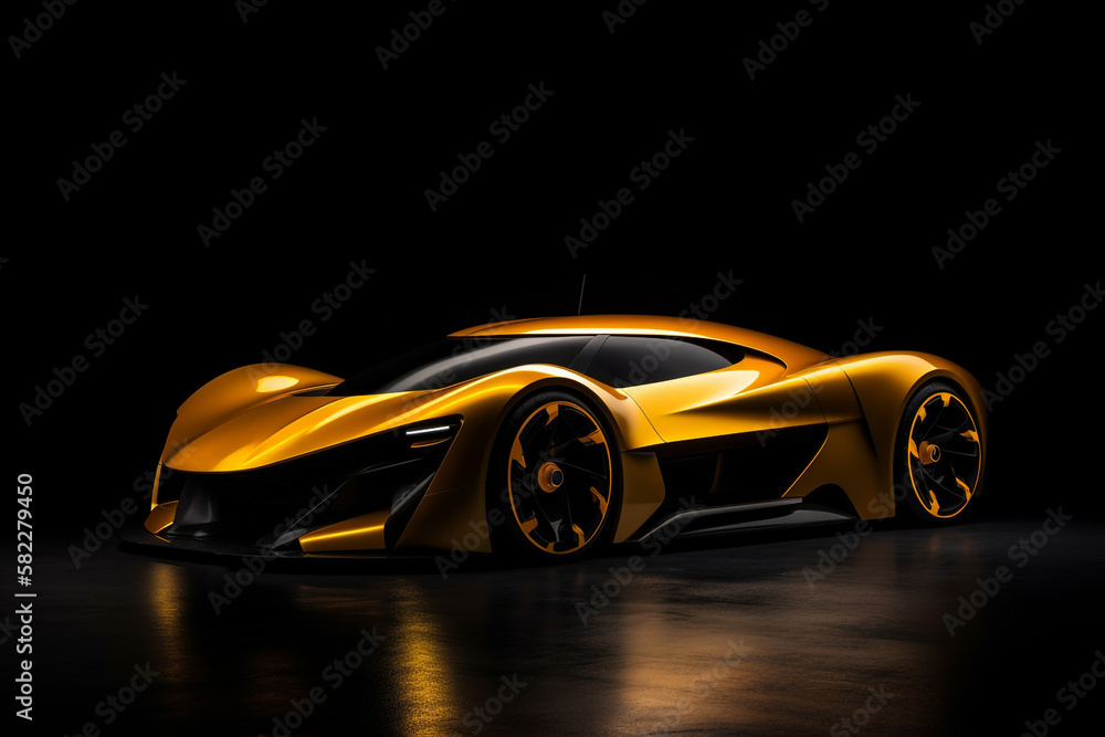 luxury yellow sport car wallpaper Generative AI