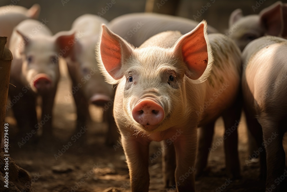 Chinese farms were photographed with piglets. Generative AI Chinese farms were photographed with piglets. Generative AI