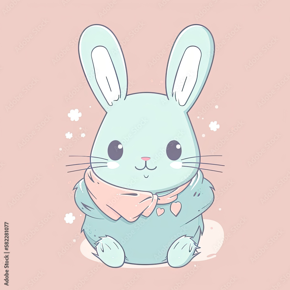 Hippity Hoppity: Cute Easter Bunny Illustration, Generated by Generative AI