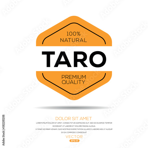 Creative (Taro), Taro label, vector illustration.