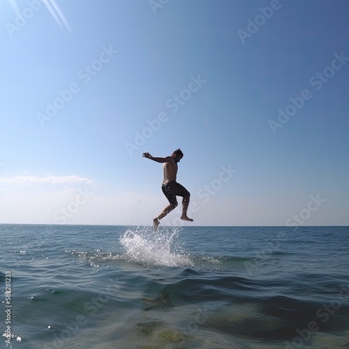 A man jumps in the water