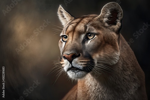 Portrait of a Wild Florida Panther: Witness the Majestic Felino in its Natural Habitat. Generative AI © Serhii