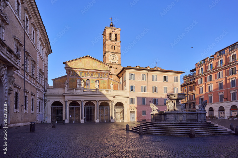 Basilica di Santa Maria in Trastevere, romanesque styled church in Trastevere, Rome	