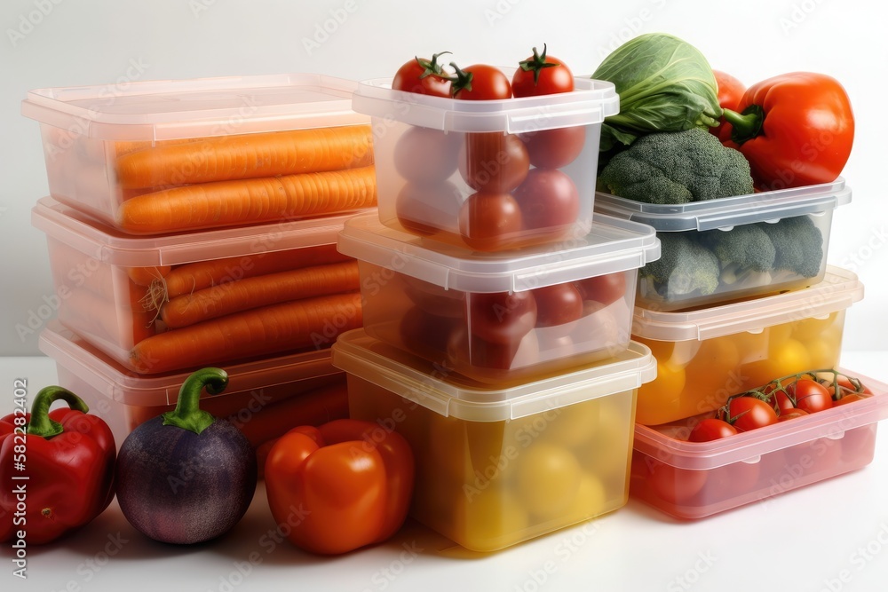 various plastic storage containers for vegetables. Generative AI various plastic storage containers for vegetables. Generative AI