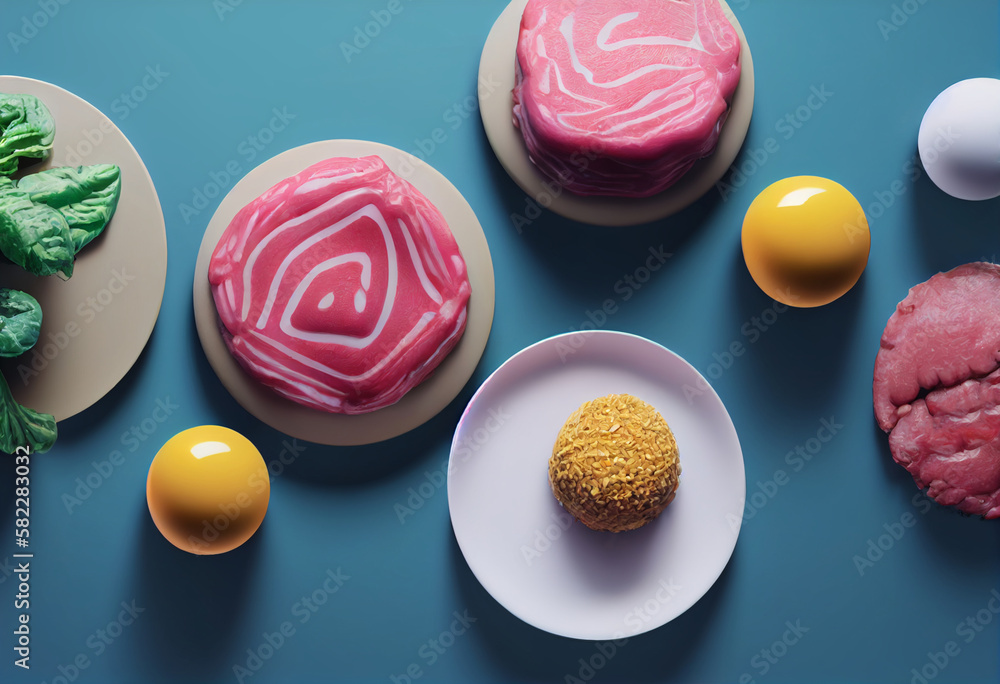 Obraz premium Artificial Protein Laboratory meat Generative ai