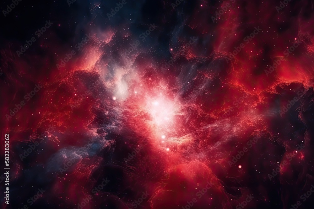 Red nebula in space, abstract background. Elements of this image furnished by NASA. Generative AI
