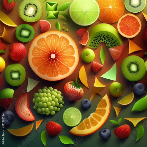 Fruit background. Generative AI.