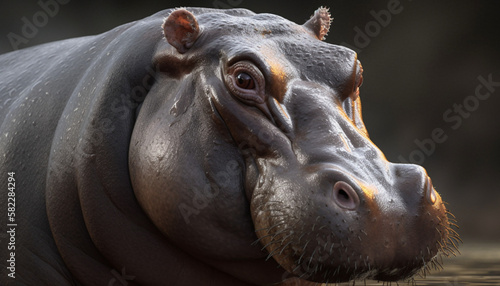 big hippopotamus swimming in the water and out in the sun © The animal shed 274