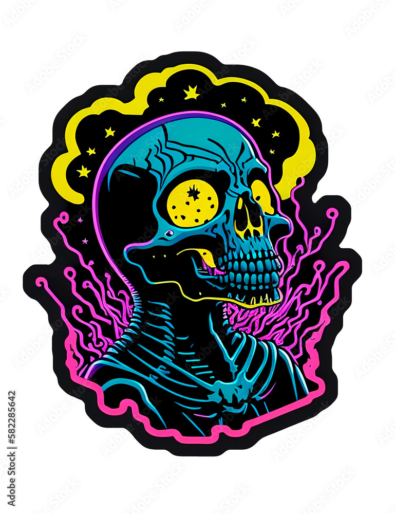 Fototapeta premium Fluorescent war skull