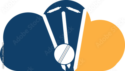Cricket wickets and ball logo. Wicket and bails logo. Cricket championship logo. Cricket logo