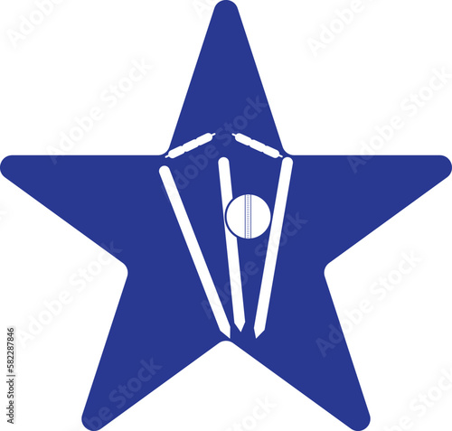 Cricket wickets and ball logo. Wicket and bails logo. Cricket championship logo. Cricket logo