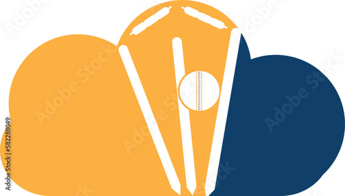 Cricket wickets and ball logo. Wicket and bails logo. Cricket championship logo. Cricket logo