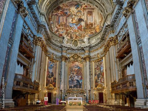 The altar of the baroque church of S. Ignazio di Loyola in the Campo Marzio district of Rome, Italy
