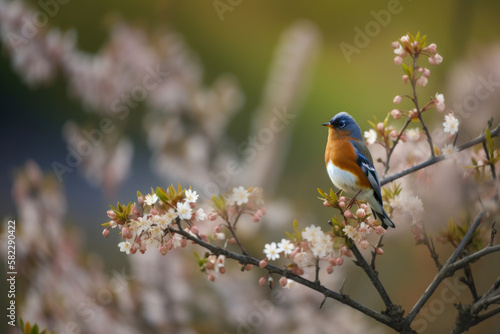 Birds and spring flowers