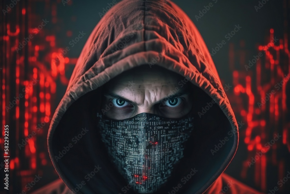 Hooded Menace: The Intense Gaze of a Hacker. Ai generative Hooded Menace: The Intense Gaze of a Hacker. Ai generative