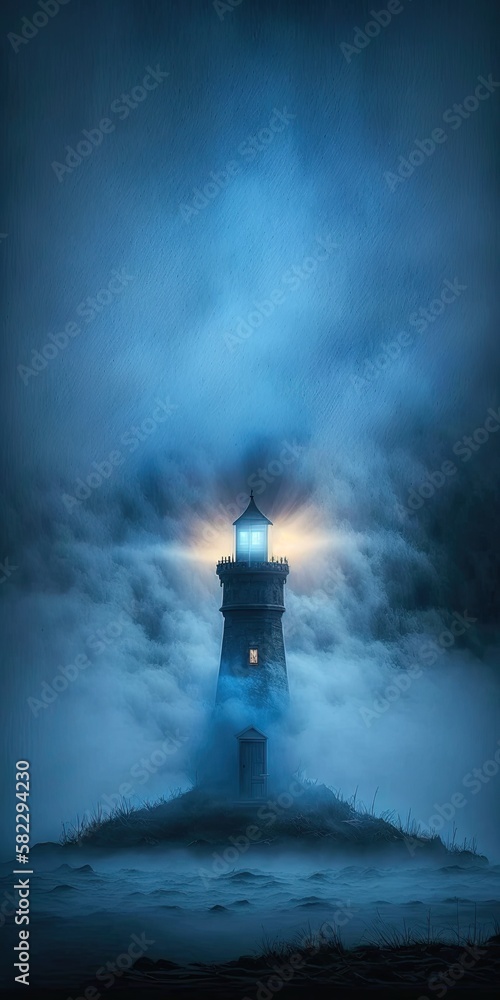 Lighthouse in Fog, generative ai Lighthouse in Fog, generative ai