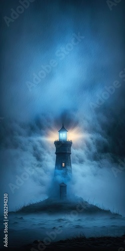 Lighthouse in Fog, generative ai