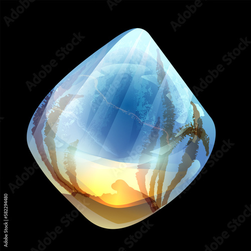 The head for a magic staff made of precious stone, amethyst, tourmaline, sapphire, a stone for spiritual, spiritualistic practices