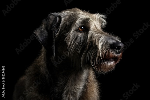 Irish wolfhound in studio photo against black background. superior photograph. Generative AI