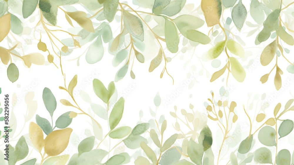 Green Leaf Watercolor Wallpaper DIY - AI Generative Green Leaf Watercolor Wallpaper DIY - AI Generative