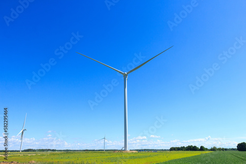 Newly built wind generators in the countryside