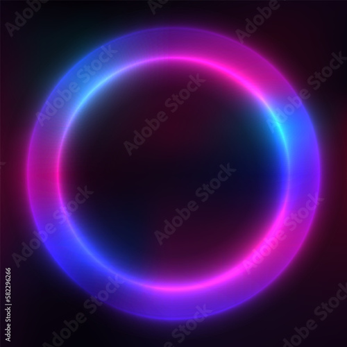 Glowing abstract background, round frame of circles, geometric shapes, wallpaper. Vector template for your design